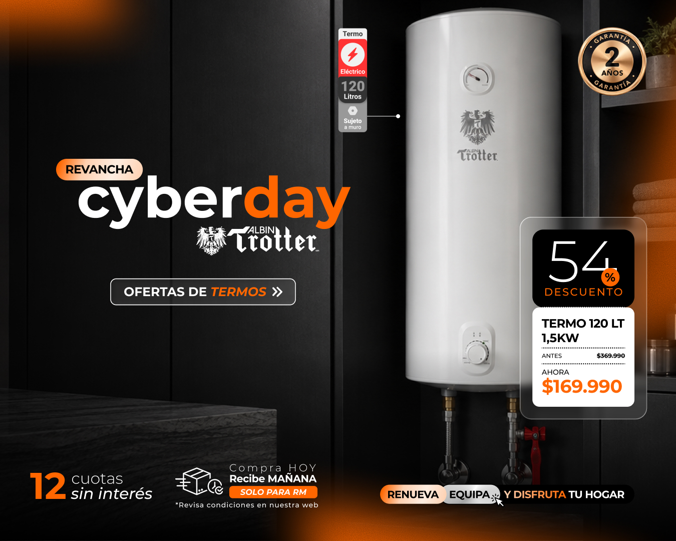 Oferta Cyber Termo Eléctrico Albin Trotter 120 litros